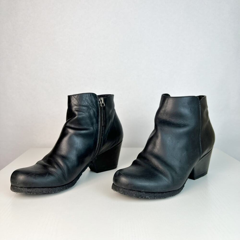 Audley London Black Leather Heeled Ankle Boots Size 37